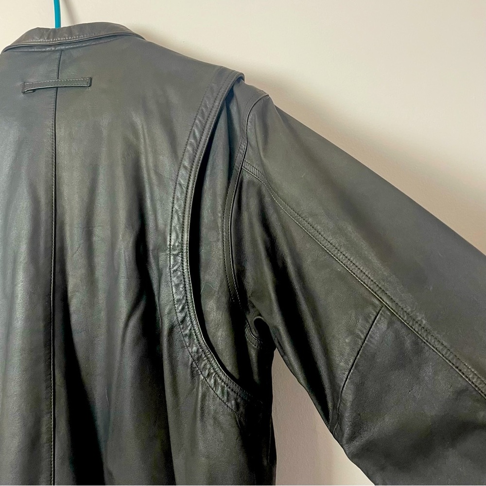 London Fog Leather Coat Zip and Button Zip Out Lining Brown 48 - Picture 9 of 14